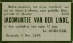 Linde van der Jacomijntje-NBC-08-12-1889 Rouw 1e echtgenote 2.jpg